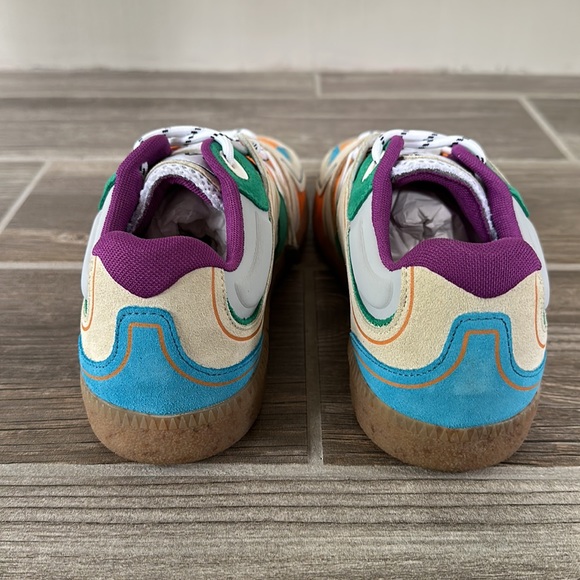 Ganni Retro Colorblock Low-Top Sneakers 39 US 8.5 NIB Orange Blue - Picture 6 of 13